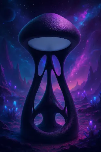 Luminária Escultural Futurista Alienígena com Iluminação RGB.
