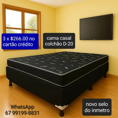 Cama casal em 3 X $266.00 cartão crédito novo promoção