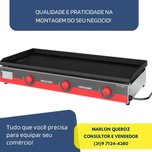 Chapa Bifeteira Elétrica 120cm Light CBE 1200 L Metalcubas 220v