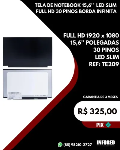 Tela para Notebook 15,6 Polegadas Full HD 1920x1080 Borda infinita