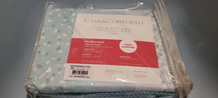 NOVO jogo cama casal 100% algodão 200 fios 4 peças