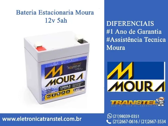 Bateria 12v 5 AH  Moura Nobreak,Iluminação e Equipamento Hospitalar