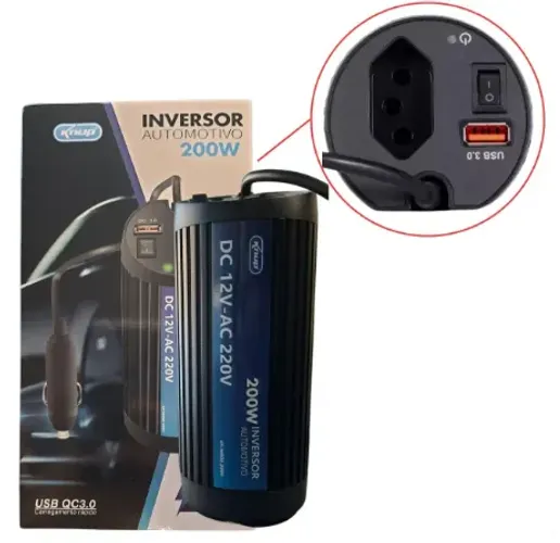 Inversor de Tensão Automotivo Knup KP-IN902 12v x 220v 200w
