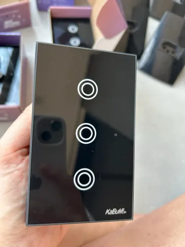 Interruptor Inteligente Wifi vidro preto botão Touch Alexa Google home