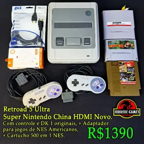 Console REtroad 5 Ultra - Super Nintendo China HDMI Novo - R$1190