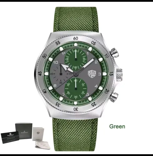 Relógio Rollstimi Cronógrafo Seiko VD54 Cristal Safira Aço inox 316