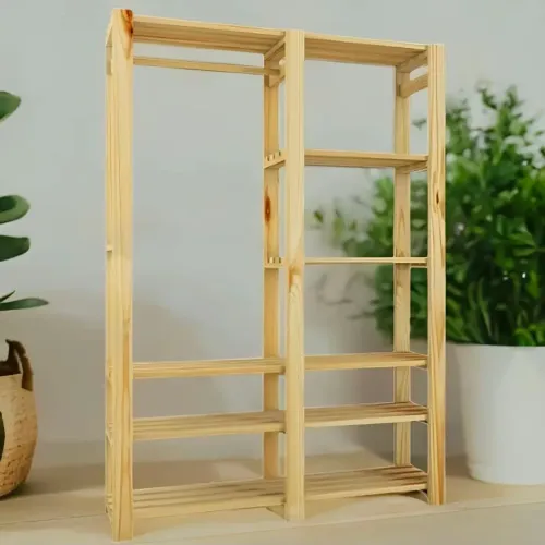 Arara dupla prateleira moveis pinus ripa cabideiro closet aberto guarda roupa roupeiro