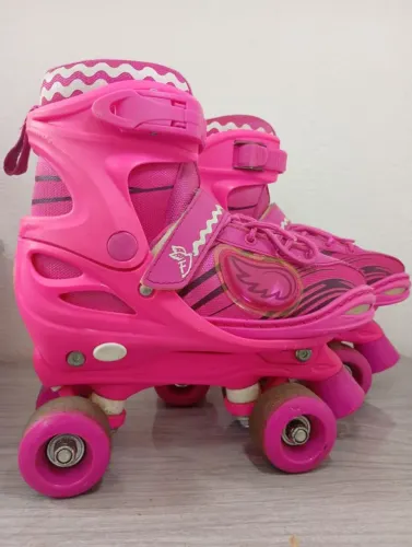 Patins Power Roller Star com Luz Rosa - Fenix