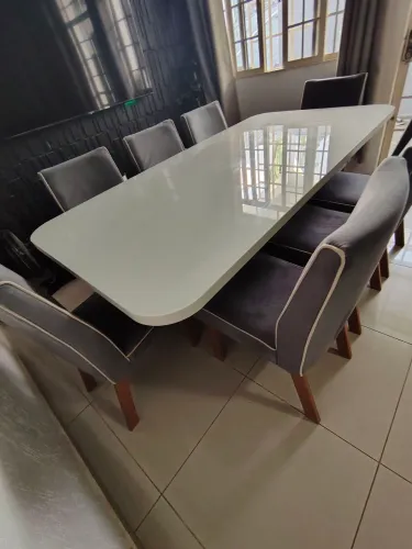 Mesa de jantar Tampo de Vidro Temperado com 8 cadeiras (ACEITO OFERTA)
