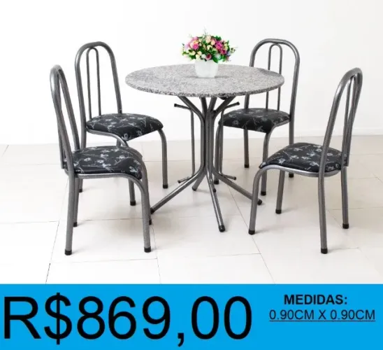 Mesa redonda em aço - Entrega e montagem grátis!