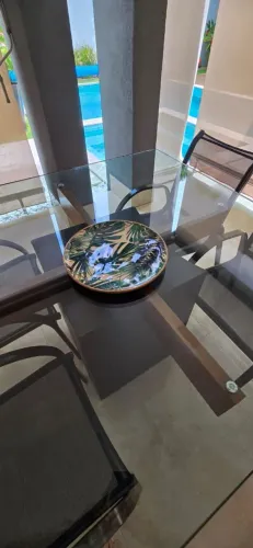 Mesa de jantar tampo vidro 20 mm, 8 lugares 