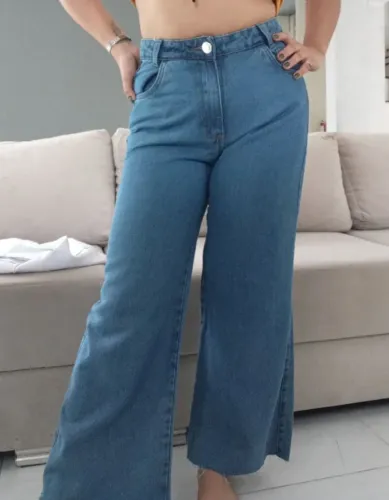 Calça Jeans Wide Leg Azul TAM44