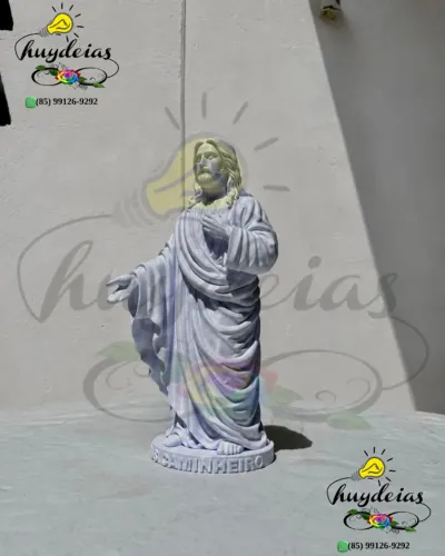 Estátua de Jesus Caminheiro 23cm - Reforçada com Gesso - Não Derruba no Vento