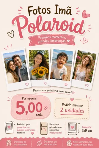 Foto Imã de geladeira polaroid - presente personalizado