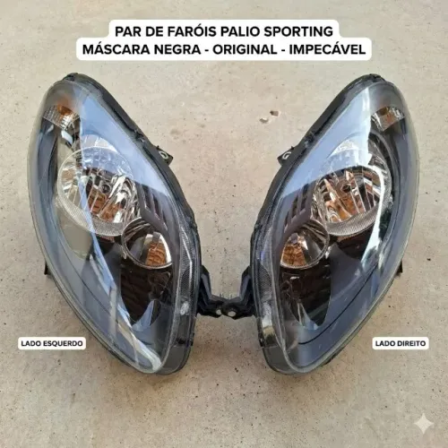 Farol Novo Palio Sporting Mascara Negra Esquerdo Direito
