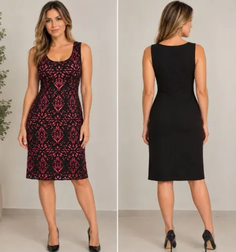 Vestido preto e rosa