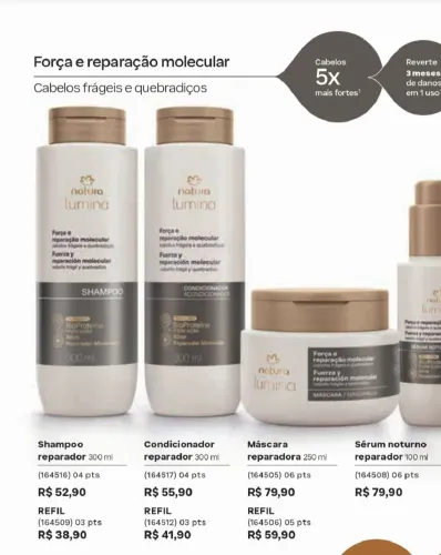 Kit shampoo e máscara da linha lumina da natura disponível para entrega