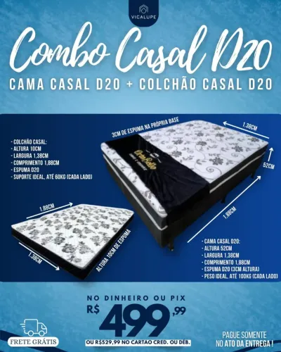 CAMA + COLCHÃO CASAL