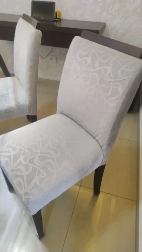 LINDA MESA JANTAR + 6 CADEIRAS ( espuma e tecido novos ) + BRINDE ( ver anúncio )