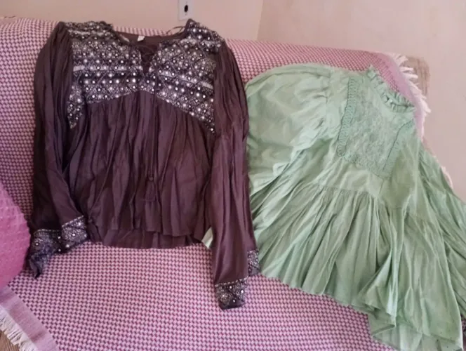 Blusa feminina verde e marrom 
