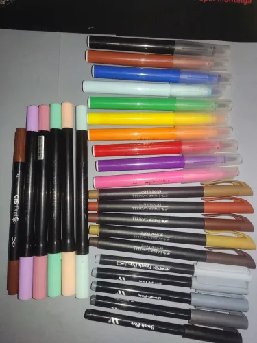 Conjunto canetinhas marcadores ponta pincel brush - Bic, faber-castell, newpen, bismark