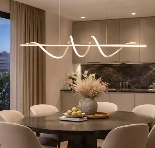 Luminária pendente LED espiral 30W Luz Quente 127/220v 58w dourada