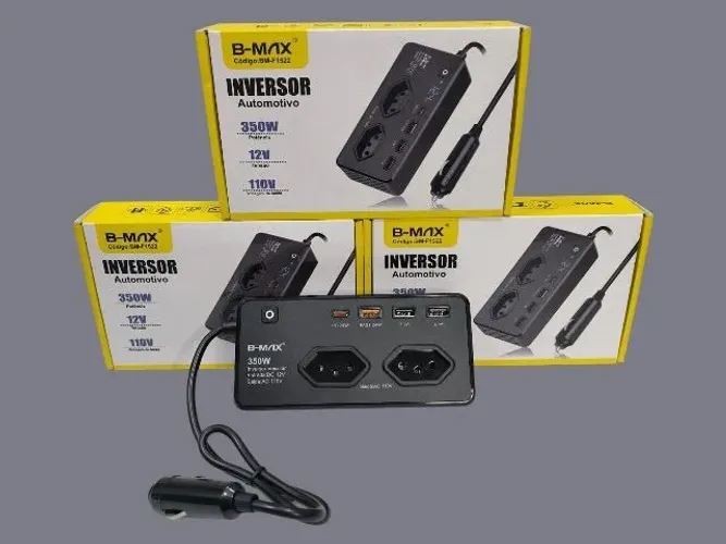 Inversor Automotivo 350W 12V para 110V com Tomadas e USB