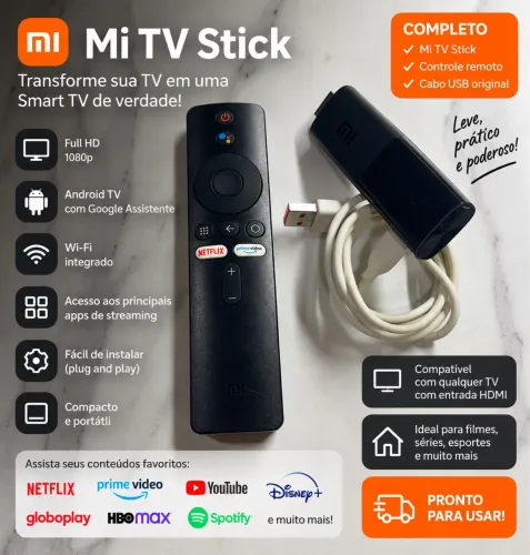 Xiaomi Mi TV Stick Full HD 1080p + Controle Remoto - Completo