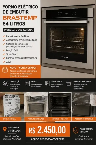 Forno de Embutir Elétrico Brastemp 84L Inox Timer - BOC84AR