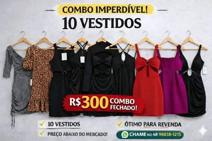 Vestidos novos para revenda-lote 10 peças, ótima margem de lucro 