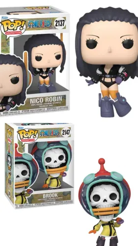 Lote de 2 funko pop One Piece - Nico Robin e Brook - Egghead -