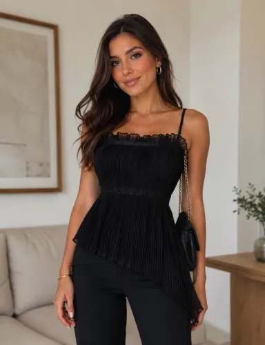 Blusa inspiração Zara Pinterest alcinha retrô vintage preta feminina bata