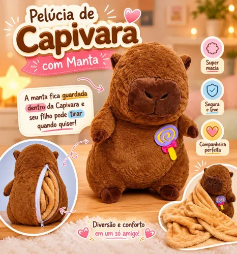 Pelúcia de Capivara com Manta