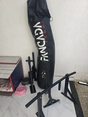 Barra fixa mista + paralela abdominal + saco de pancada