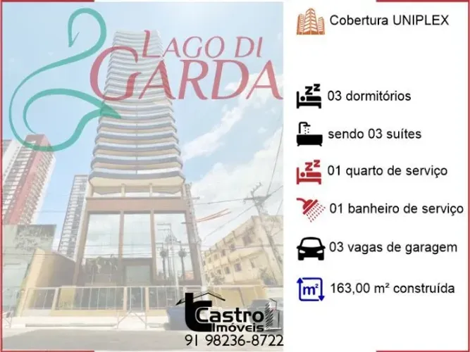 Cobertuta Uniplex LAGO DI GARDA. 3 suítes. 3 vagas. Ofuror. 163m². J019