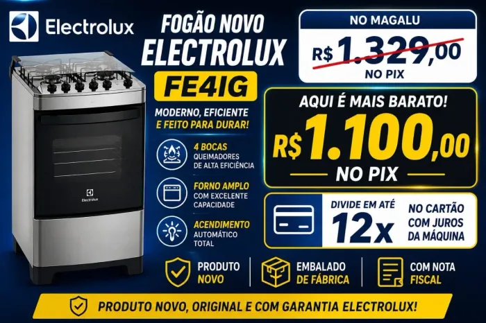 Fogão Electrolux 4 Bocas FE4IG Novo com Garantia