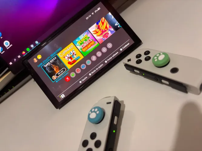 Switch OLED Desbloqueado 128GB Completo + Case