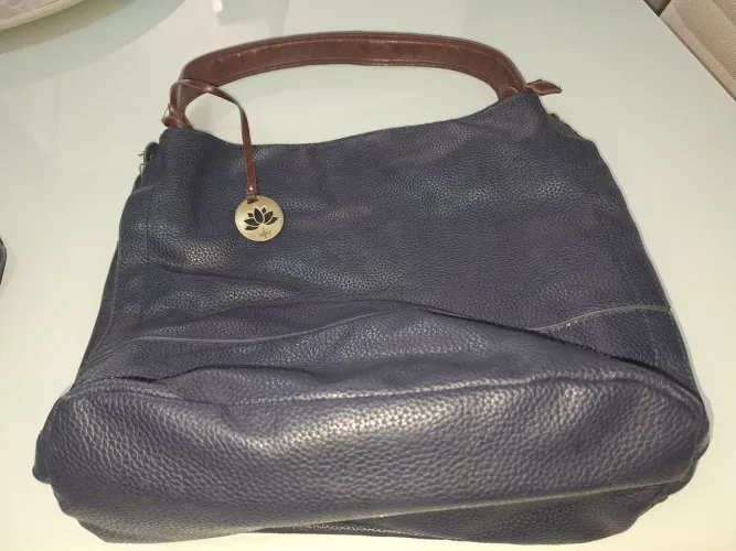 Bolsa de ombro material sintética cor azul