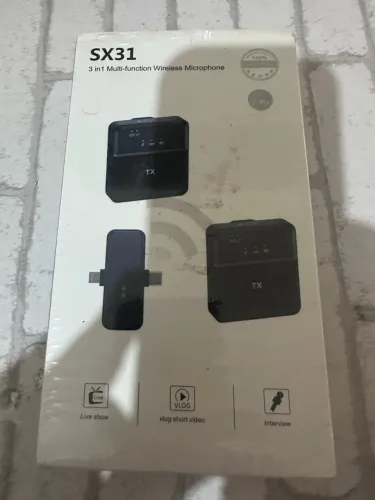 1 Microfone de Lapela sem fio, recarregável e reverb.