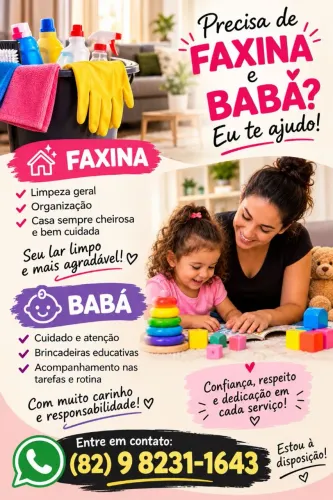 Trabalho com faxinas e como babá 