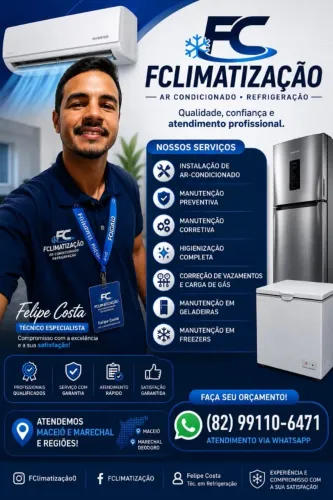 Manutenção em ar-condicionado, geladeira e freezer