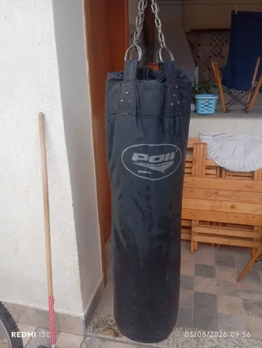 Saco de pancada para box  marca poli  1,2m profissional  -cheio com raspa de couro 