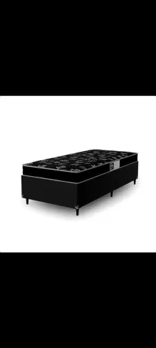 Cama Box Solteiro + Colchão D20 - Couro preto