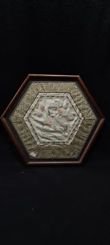 Quadro brocado de seda chinês vintage
