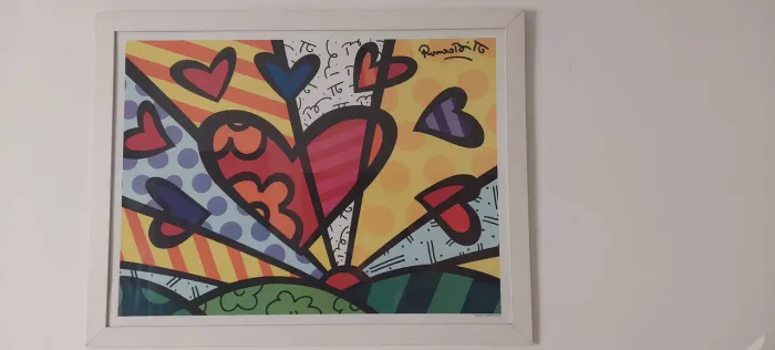 Quadro colorido corações 