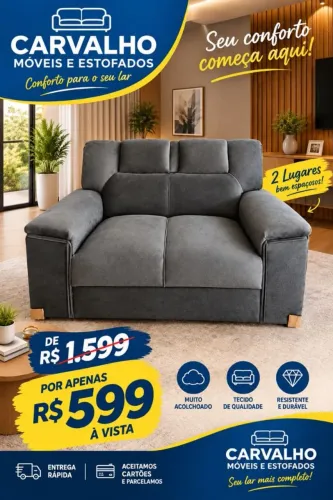 Promoção imperdível por apenas 599 Sofá novo 2 lugares todo acolchoado confortável