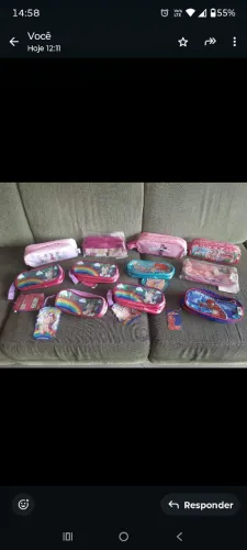 Estojo com 2 divisórias com zíper NOVO