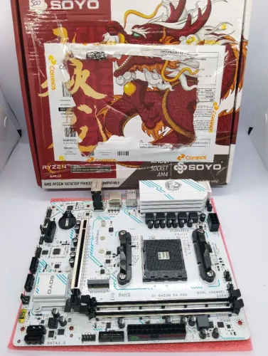 Placa Mãe Soyo SY-B450M D4 PRO (Branca/AM4) - Nova na Caixa