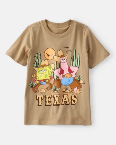 Camiseta Carters infantil Bob Esponja Calça Quadrada Texas Marrom Cinema  - tamanho 12 