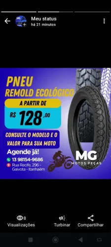 Pneu remold ecológico para moto 